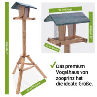 Wetterfestes und dekoratives Vogelhäuschen mit Ständer, ideal zur Vogelfütterung.