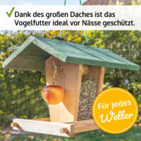 Wetterfestes Vogelhaus Futterküche aus Holz mit Dach zum Befüllen.