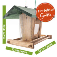 Wetterfestes Vogelhaus Futterküche aus Holz mit Dach zum Befüllen.