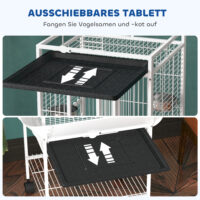 Vogelkäfig für Papageien mit Freisitz und Rollen weiss