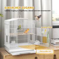 Vogelkäfig vintage Design für kleine Vögel mit Zubehör Holz weiss
