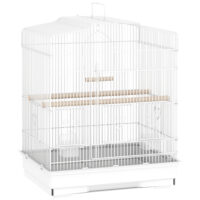 Vogelkäfig vintage Design für kleine Vögel mit Zubehör Holz weiss