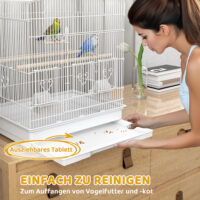 Vogelkäfig vintage Design für kleine Vögel mit Zubehör Holz weiss
