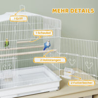 Vogelkäfig vintage Design für kleine Vögel mit Zubehör Holz weiss
