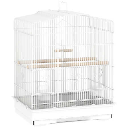 Vogelkäfig vintage Design für kleine Vögel mit Zubehör Holz weiss