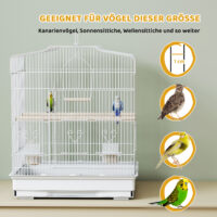 Vogelkäfig vintage Design für kleine Vögel mit Zubehör Holz weiss