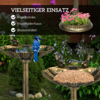 Vogeltränke Vogelbad für Garten antiker Look Kunststoff bronzefarben