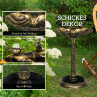 Vogeltränke Vogelbad für Garten antiker Look Kunststoff bronzefarben