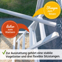 Vogelvoliere Aria XL, wetterfest, stabil und leicht zu reinigen.