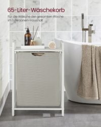 Großer weißer Wäschekorb mit 65 Litern Fassungsvermögen für schmutzige Wäsche.