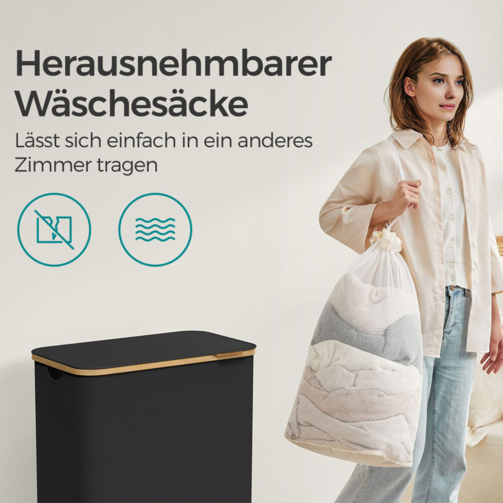 Aufbewahrungskorb Wäschekorb 65 Liter mit Deckel und Griffen.
