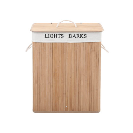 Wäschekorb aus Bambus mit 100 Litern Fassungsvermögen, natürlich und stilvoll.