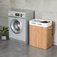 Wäschekorb aus Bambus mit 100 Litern Fassungsvermögen, natürlich und stilvoll.