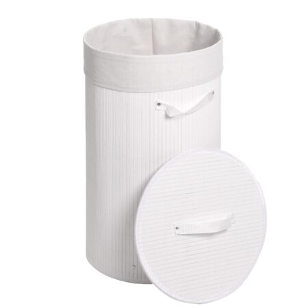 Wäschekorb Laundry Wäschebox Bambus rund 59x35cm 50l weiss