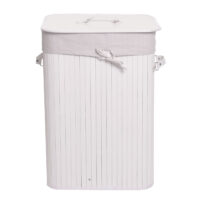 Wäschekorb Laundry Wäschebox Bambus 61x43x32cm 70l weiss