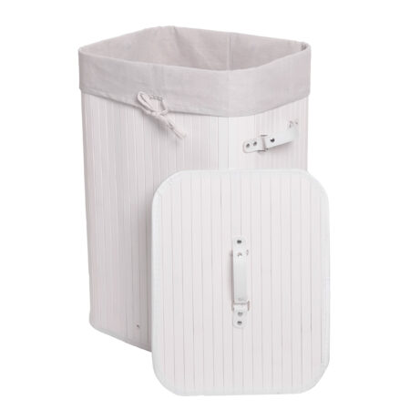 Wäschekorb Laundry Wäschebox Bambus 61x43x32cm 70l weiss