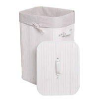 Wäschekorb Laundry Wäschebox Bambus 61x43x32cm 70l weiss