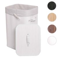 Wäschekorb Laundry Wäschebox Bambus 61x43x32cm 70l weiss