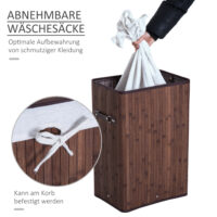 Wäschekorb Wäschesammler schmal mit Deckel und Wäschesack 72L