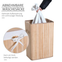 Wäschekorb Wäschesammler schmal mit Deckel für Bad 72L