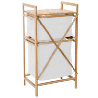 Wäschesammler Wäschekorb Badregal 72l Bambus