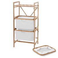 Wäschesammler Wäschekorb Badregal 78l Bambus