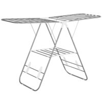 Faltbarer Wäscheständer als Flügeltrockner aus Edelstahl und Kunststoff