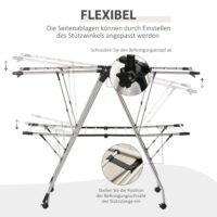 Grosser klappbarer Wäscheständer mit Teleskopstangen