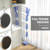 Blauer Wäscheständer und Wäschetrockner aus Stahl mit 2 klappbaren Flügeln