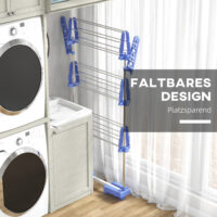 Blauer Wäscheständer und Wäschetrockner aus Stahl mit 3 klappbaren Seitenflügeln
