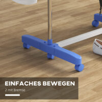 Blauer Wäscheständer und Wäschetrockner aus Stahl mit 3 klappbaren Seitenflügeln