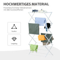 Weisser Wäscheständer und Wäschetrockner 8-stufig faltbar