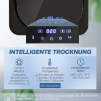 Wäschetrockner kompakt mit UV-Desinfektion 4kg Edelstahl Schwarz