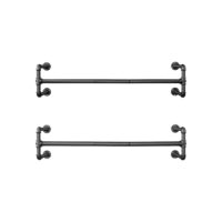 Wand-Kleiderstangen Kleiderhalter 2er-Set Schwarz.