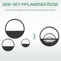 Wand Pflanzgefässe Set stapelbar für Innen Aussen Metall schwarz