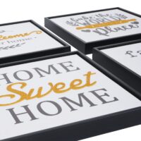 Wandbild Set Holz Leinwand Sprüche Family Home 4-teilig 30x30 cm