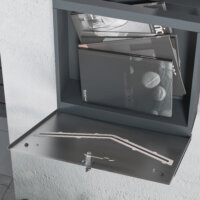Ein anthrazitfarbener Wandbriefkasten aus Stahl mit Zeitungsfach, Maße 37x105x37cm.