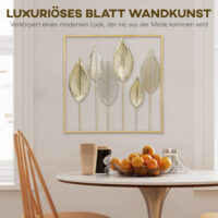 Wanddeko Blattdesign modern für Wohnzimmer Metall goldfarben
