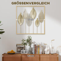 Wanddeko Blattdesign modern für Wohnzimmer Metall goldfarben