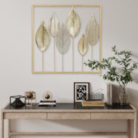 Wanddeko Blattdesign modern für Wohnzimmer Metall goldfarben