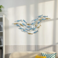 Wanddeko Fisch modern rostfrei für Wohnzimmer Metall hellblau