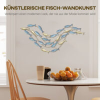 Wanddeko Fisch modern rostfrei für Wohnzimmer Metall hellblau