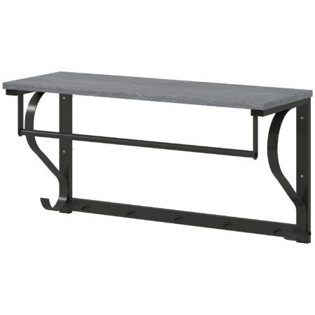 Wandgarderobe mit Ablage und 5 Haken grau