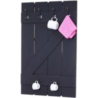 Wandgarderobe Garderobenpaneel 6 Haken 91x60cm dunkelgrau shabby
