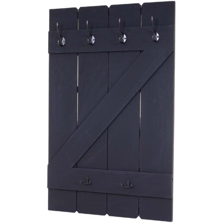 Wandgarderobe Garderobenpaneel 6 Haken 91x60cm dunkelgrau shabby