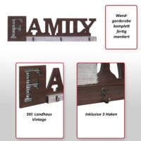 Wandgarderobe Garderobenpaneel Landhaus Holz Metall Home