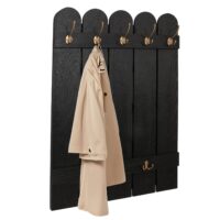 Wandgarderobe Garderobenpaneel Paulownia 7 Haken 86x60cm schwarz