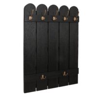 Wandgarderobe Garderobenpaneel Paulownia 7 Haken 86x60cm schwarz