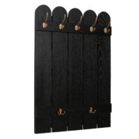 Wandgarderobe Garderobenpaneel Paulownia 7 Haken 86x60cm schwarz