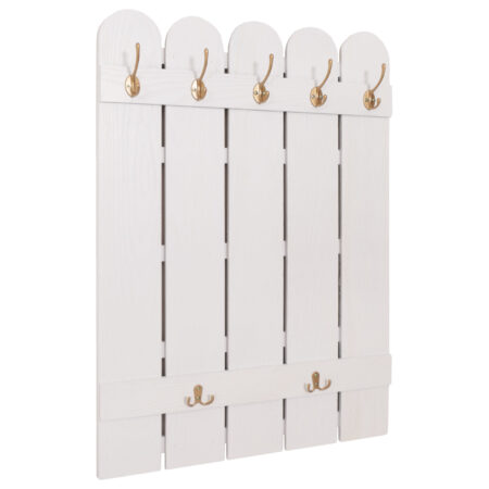 Wandgarderobe Garderobenpaneel Paulownia 7 Haken 86x60cm weiss